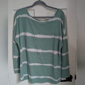 First Love Mint and White Striped Long Sleeve Top Sz Lg